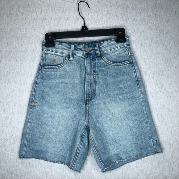Thrills Pulp Jean Shorts Women’s US Size 2 High Waist Raw Hem 80s Inspired Blue - Picture 1 of 16